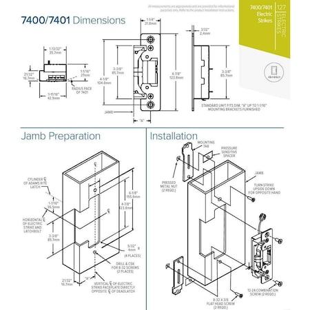 Adams Rite Adams Rite 7400 Series Electric Strike, 12, 16, 24 VAC/DC, For DeadLatches or Cylindrical ADR-7400-630